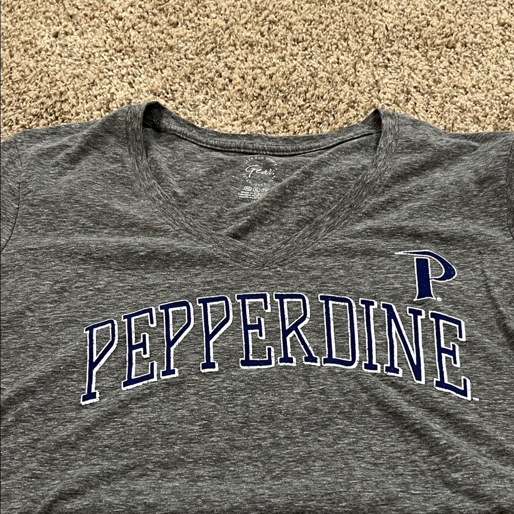 Gray Pepperdine University V-Neck Gear T-Shirt XL